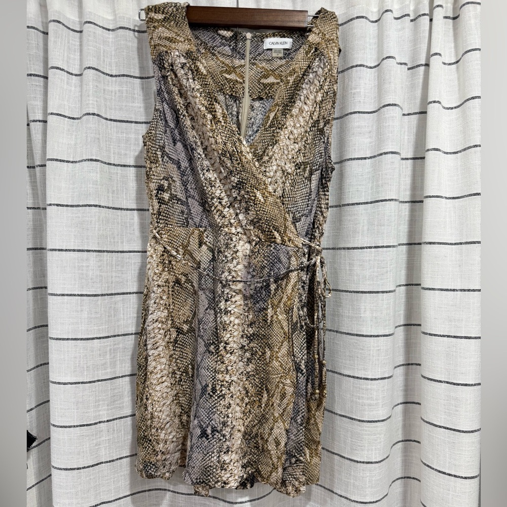 Calvin Klein Brown Snake Print Mini Romper/Faux Dress